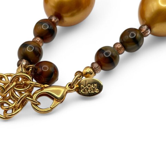 Vintage JOAN RIVERS Golden Egg Pearl Style Necklace with Tiger's Eye Beads - Picture 7 of 8